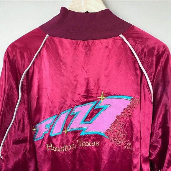Vintage FIZZ Houston Texas Satin Bomber Jacket - Picture 2 of 6
